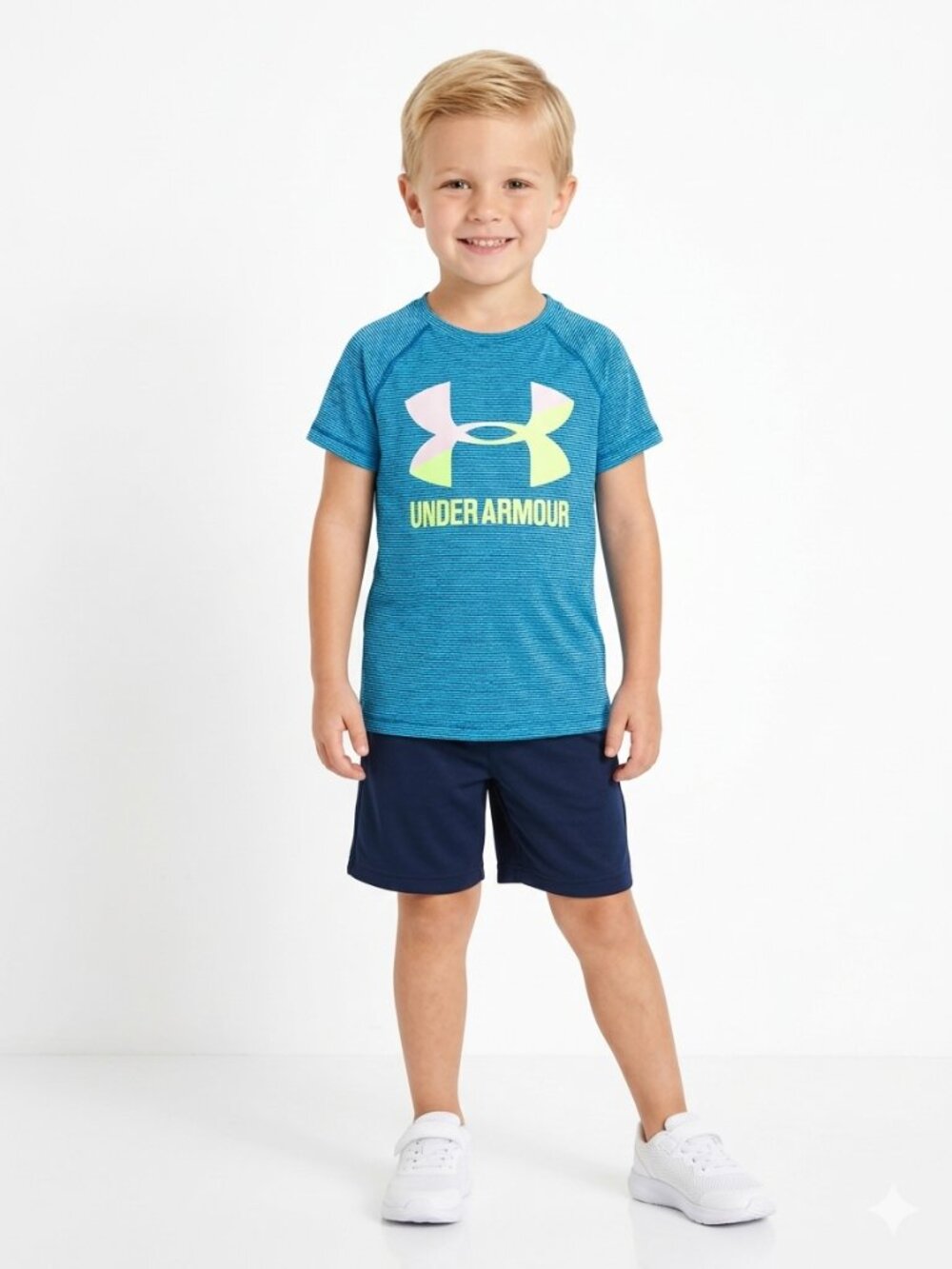 ARMOUR HEAT GEAR BRAND Blue Striped Little Boy's T-Shirt - XS